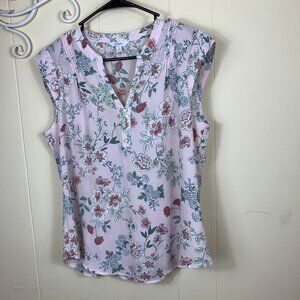 Candie's Pink Flowered Print Blouse Size Medium